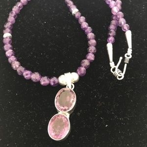 Faceted Amethyst Bead Sterling Necklace Pendant